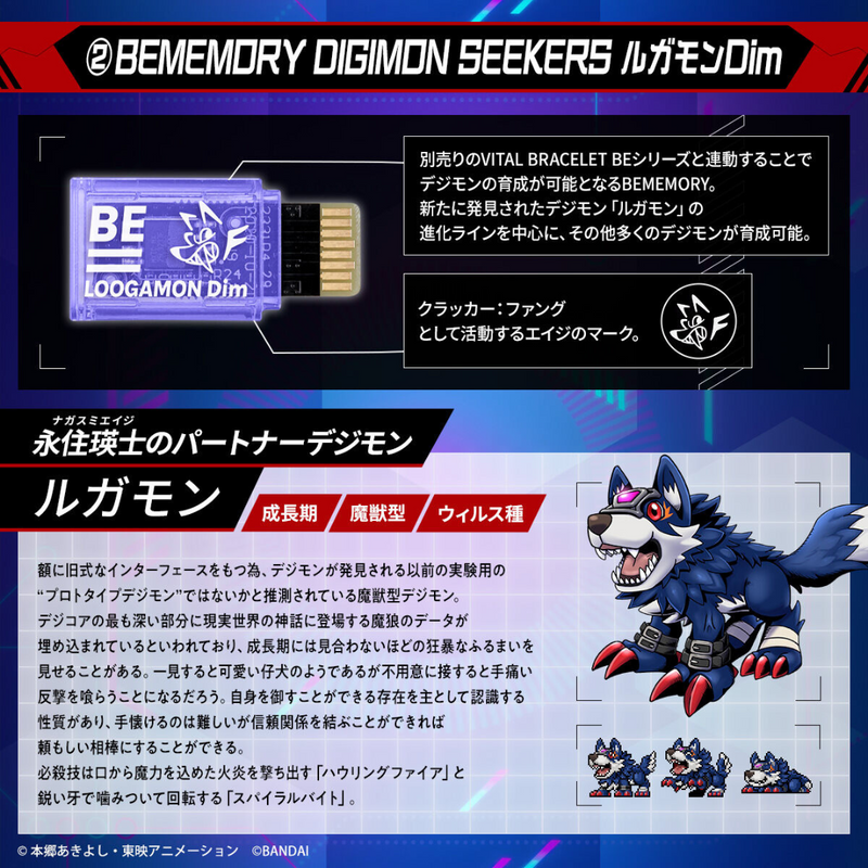 BE MEMORY - DIGIMON SEEKERS Loogamon Dim & DIGIMON LINKER Band Set 