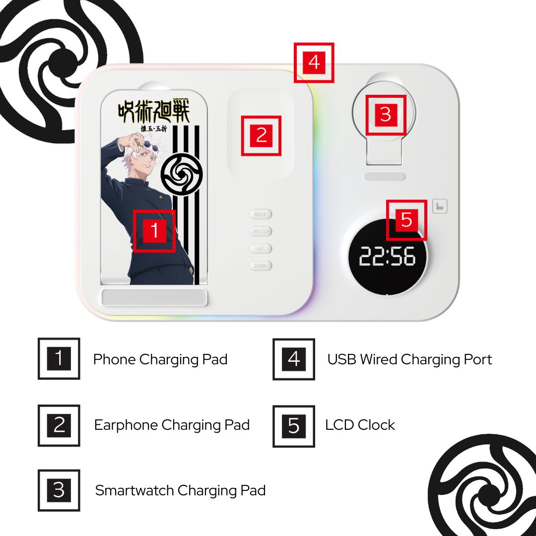 Jujutsu Kaisen - Korea Exclusive - 5 in 1 Wireless Charging Pad (Satoro Gojo/Suguru Geto)  [PRE-ORDER] (RELEASE FEB-MAR26)