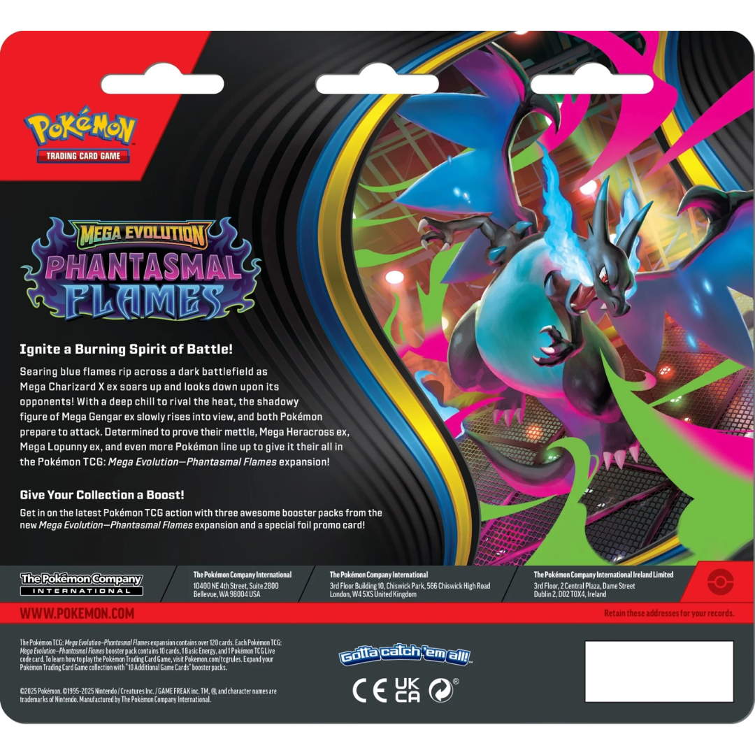 Pokemon - Pokemon TCG - ME02 Phantasmal Flames Blister Pack (3 Packs) Pokemon - Pokemon TCG - ME02 Phantasmal Flames Blister Pack (3 Packs)