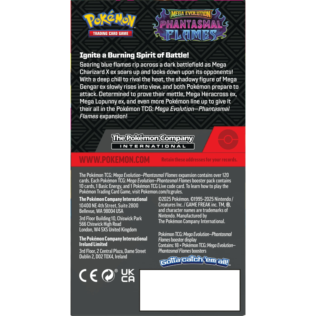 Pokemon - Pokemon TCG - ME02 Phantasmal Flames Booster Box (18 Packs) Pokemon - Pokemon TCG - ME02 Phantasmal Flames Booster Box (18 Packs)