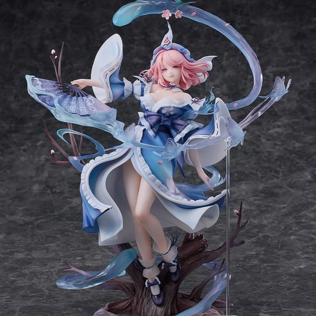 Tampilan samping figure Yuyuko Saigyouji dengan efek hantu dan kupu-kupu